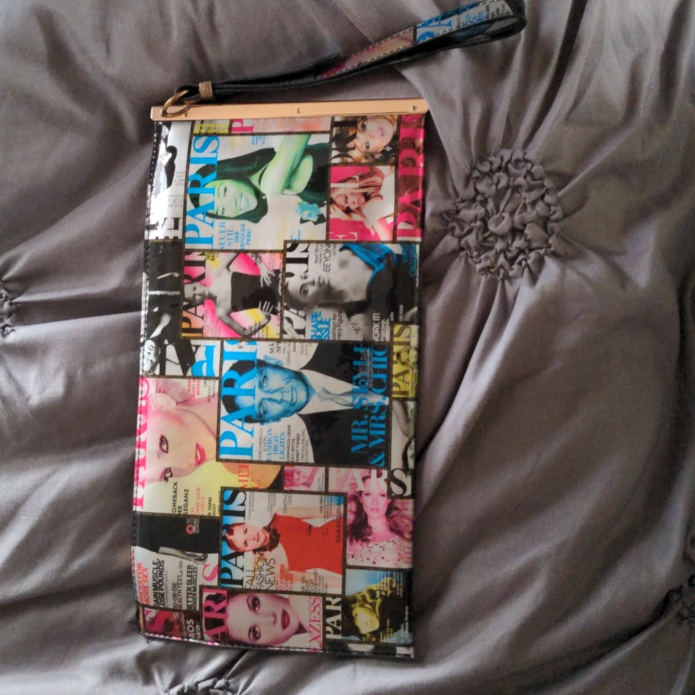 Super Unique Magazine Print Oversized Wristlet Clutch